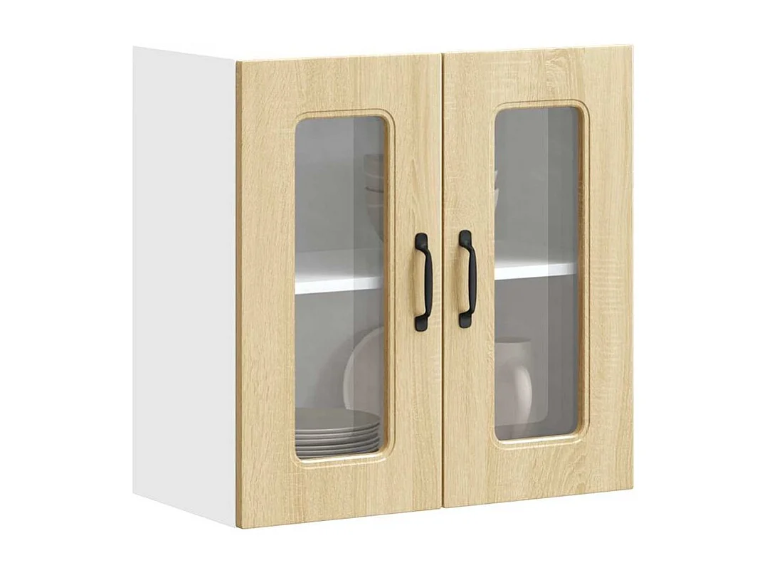 Armoire murale de cuisine et porte en verre Kalmar chêne sonoma