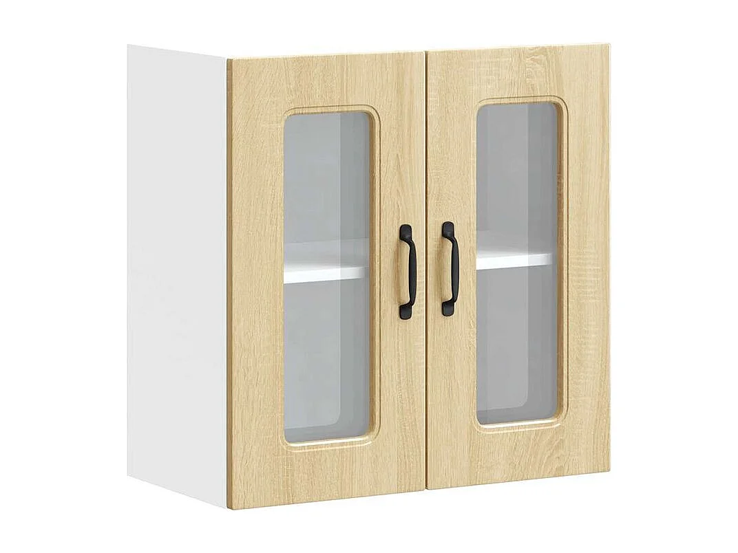 Armoire murale de cuisine et porte en verre Kalmar chêne sonoma