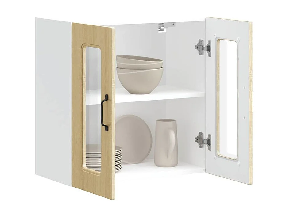 Armoire murale de cuisine et porte en verre Kalmar chêne sonoma