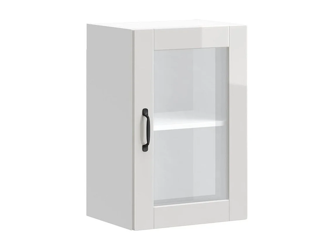 Armoire murale cuisine avec porte en verre Porto blanc brillant