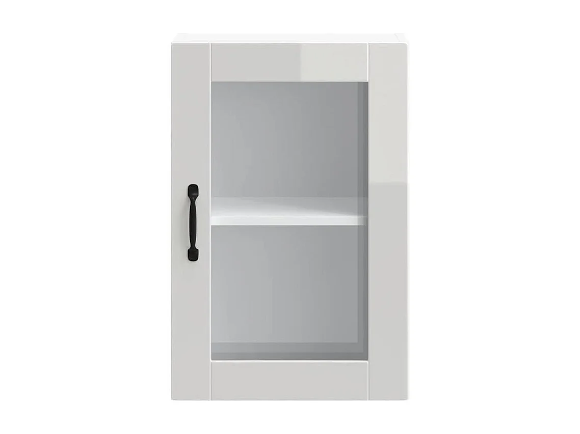 Armoire murale cuisine avec porte en verre Porto blanc brillant
