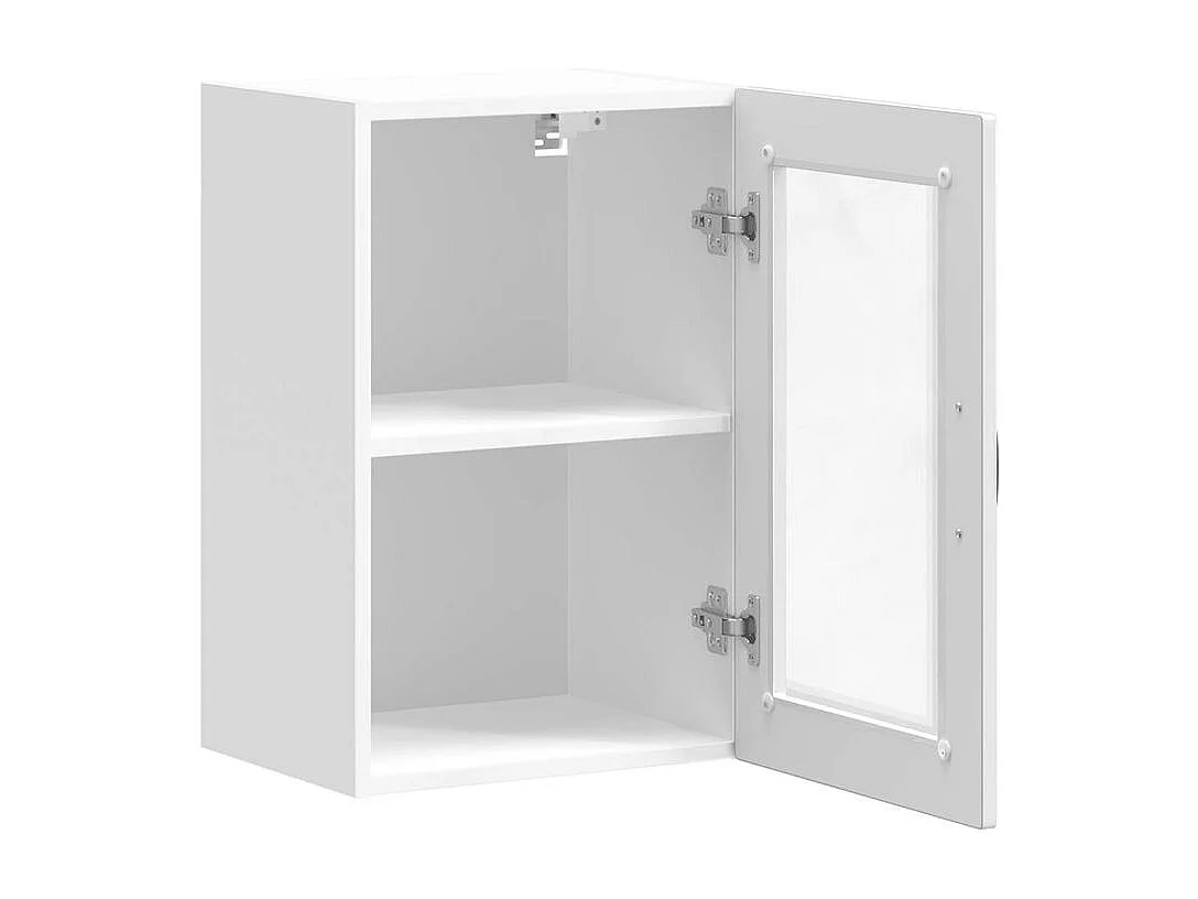 Armoire murale cuisine avec porte en verre Porto blanc brillant