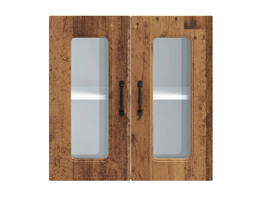 Armoire murale de cuisine avec porte en verre Kalmar vieux bois