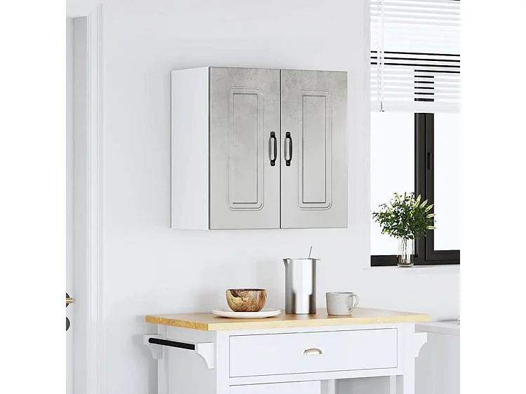 Armoire murale de cuisine Kalmar gris béton bois d'ingénierie