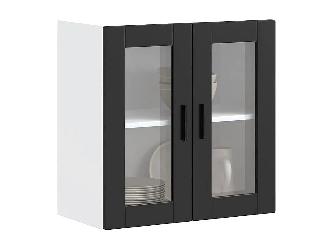 Armoire murale de cuisine avec porte en verre Porto noir