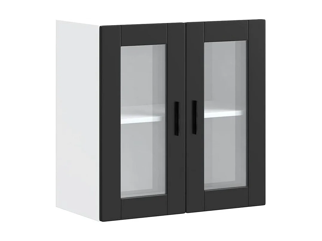 Armoire murale de cuisine avec porte en verre Porto noir