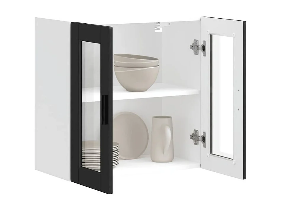 Armoire murale de cuisine avec porte en verre Porto noir
