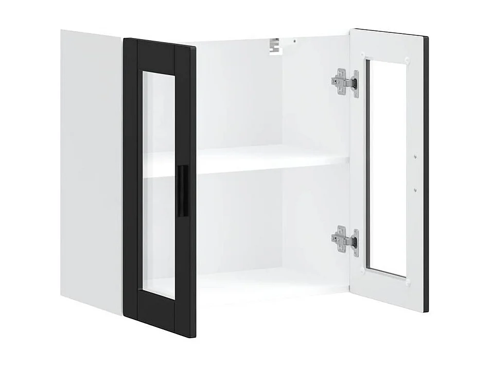 Armoire murale de cuisine avec porte en verre Porto noir
