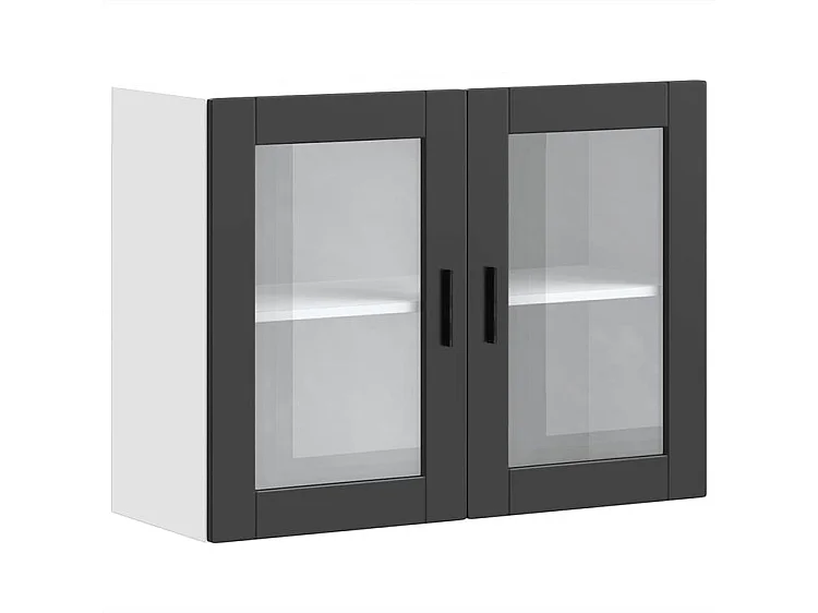 Armoire murale de cuisine avec porte en verre Porto noir