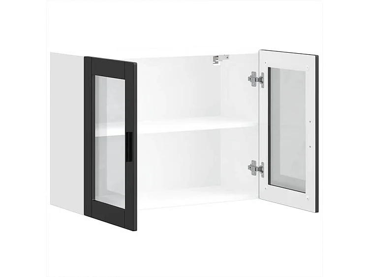 Armoire murale de cuisine avec porte en verre Porto noir