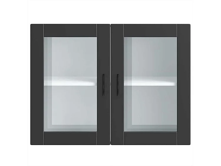Armoire murale de cuisine avec porte en verre Porto noir
