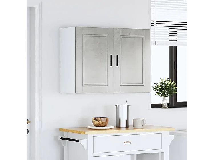 Armoire murale de cuisine Porto gris béton bois d'ingénierie