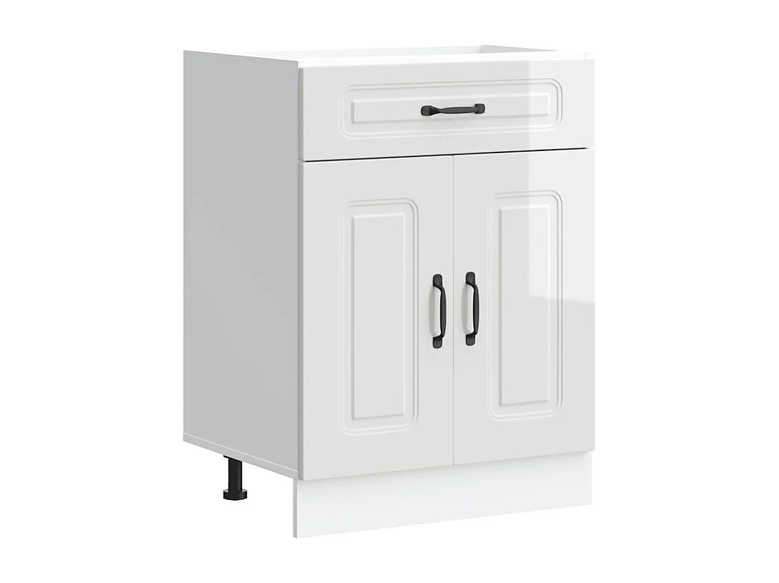 Armoire de cuisine Kalmar blanc brillant bois ingénierie