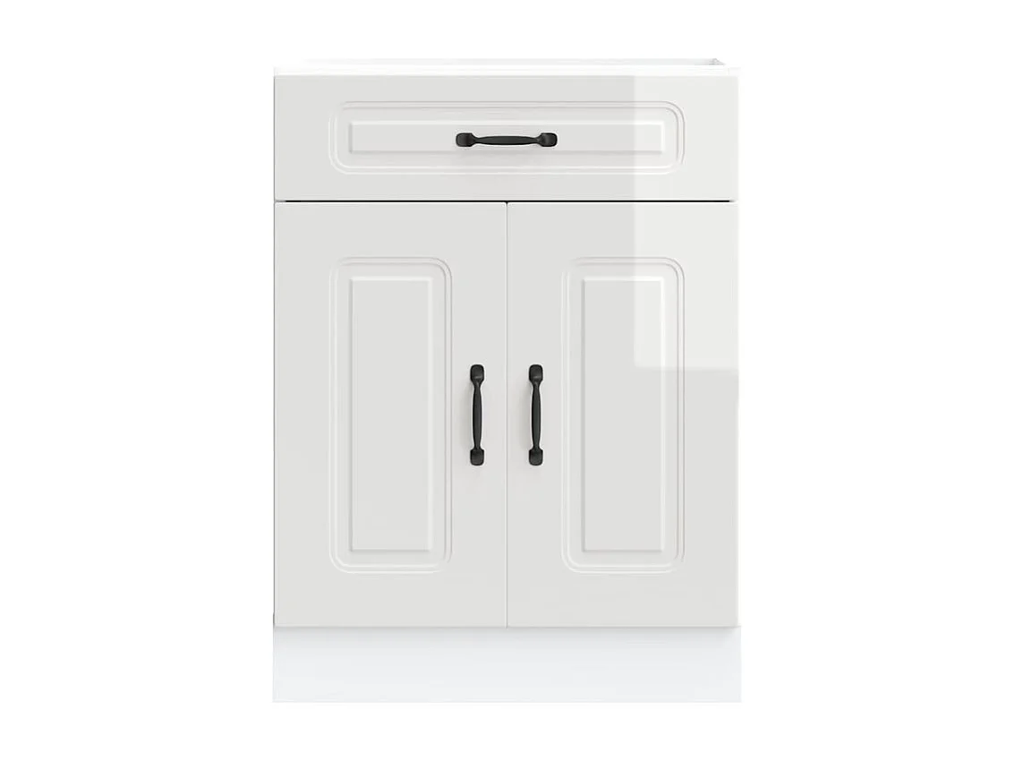 Armoire de cuisine Kalmar blanc brillant bois ingénierie