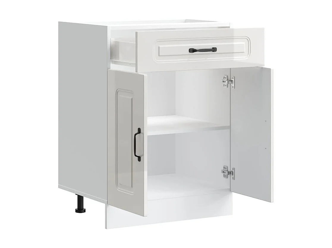 Armoire de cuisine Kalmar blanc brillant bois ingénierie