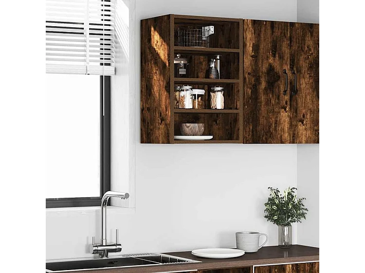 Armoire suspendue chêne fumé 40x29,5x60 bois d'ingénierie