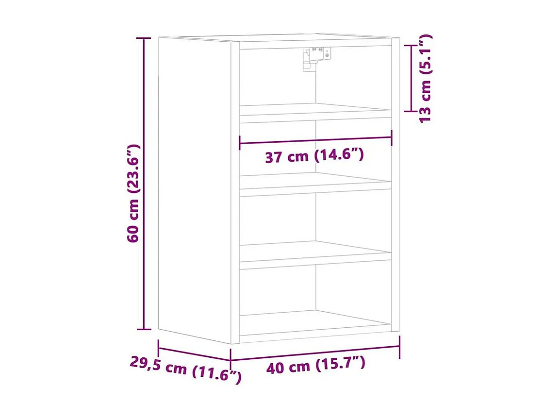 Armoire suspendue chêne fumé 40x29,5x60 bois d'ingénierie