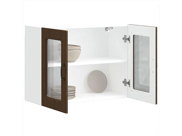 Armoire murale de cuisine et porte en verre Kalmar chêne marron