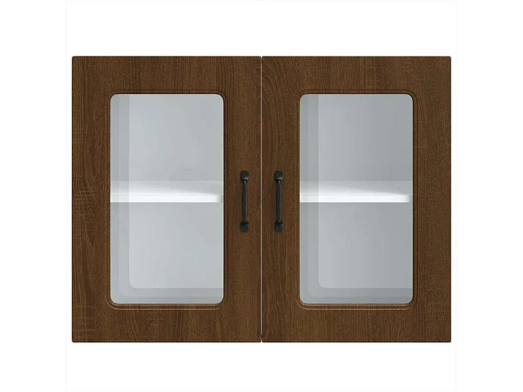 Armoire murale de cuisine et porte en verre Kalmar chêne marron