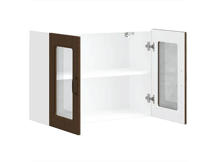 Armoire murale de cuisine et porte en verre Kalmar chêne marron