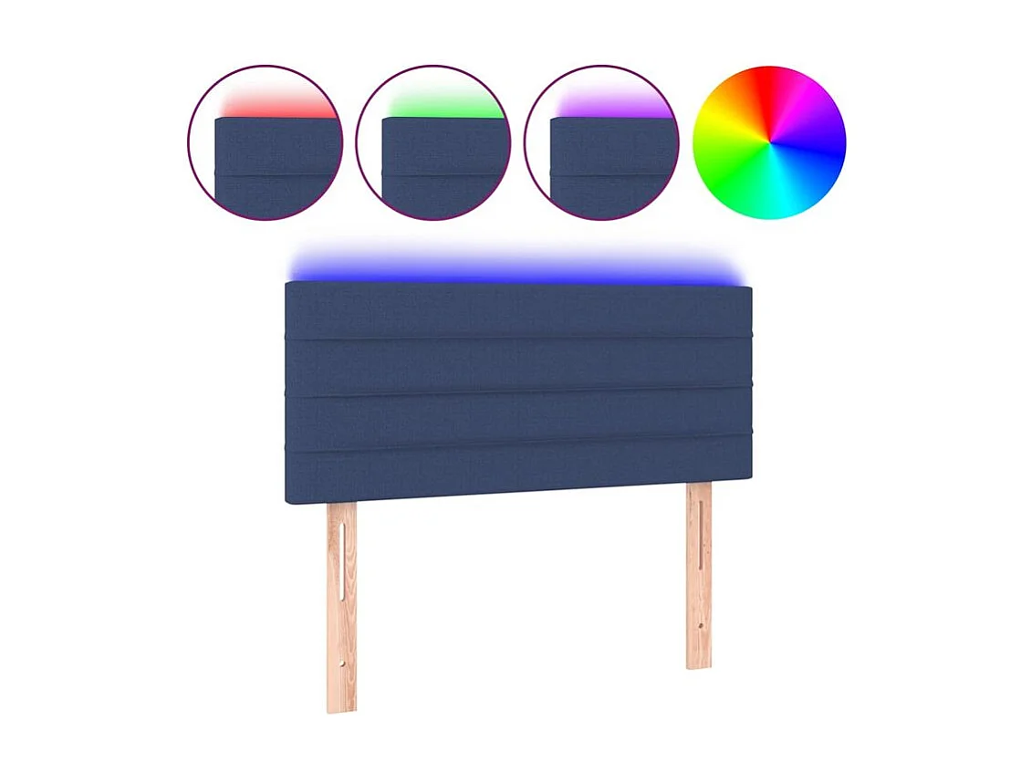 Tête de lit à LED Bleu 100x5x78-88 Tissu