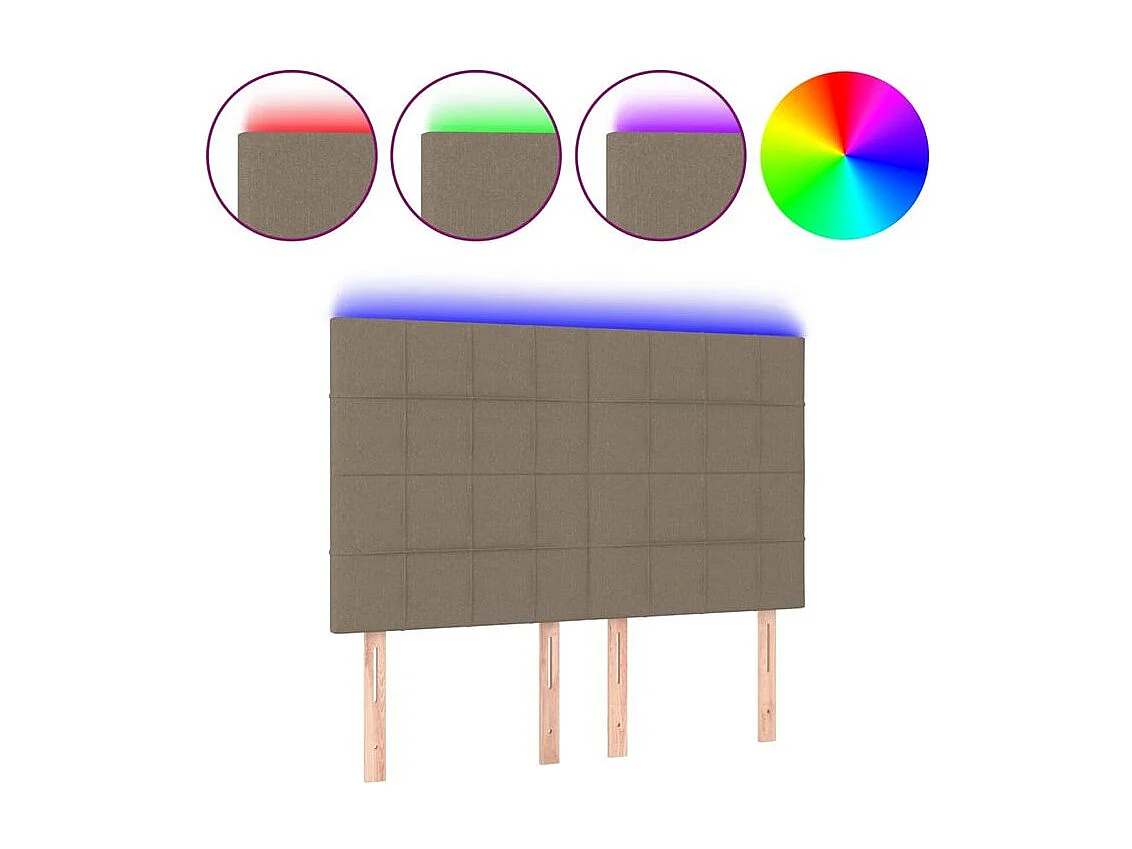 Tête de lit à LED Taupe 144x5x118-128 Tissu