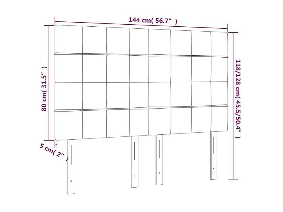 Tête de lit à LED Taupe 144x5x118-128 Tissu