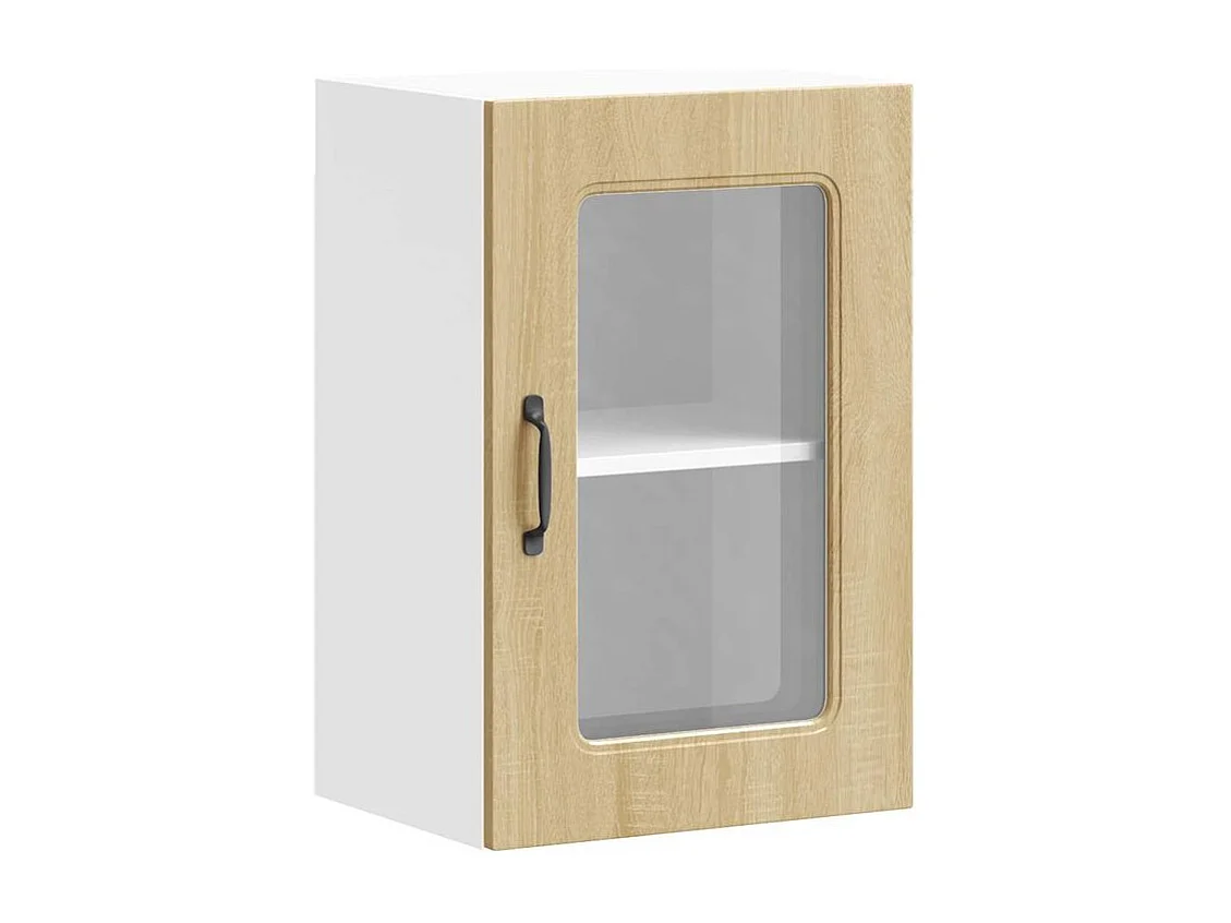 Armoire murale de cuisine et porte en verre Kalmar chêne sonoma