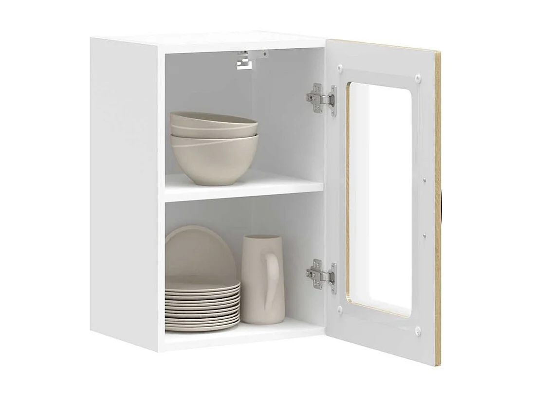 Armoire murale de cuisine et porte en verre Kalmar chêne sonoma