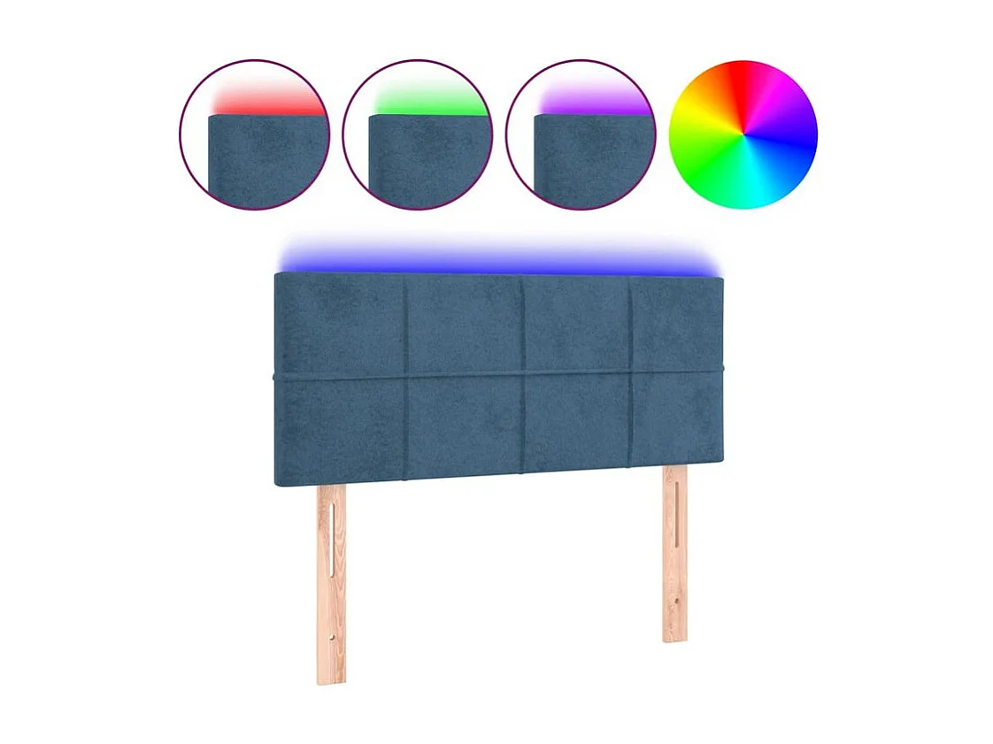 Tête de lit à LED Bleu foncé 100x5x78-88 Velours