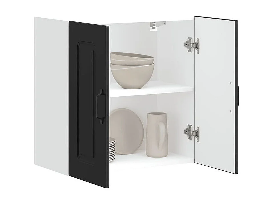 Armoire murale de cuisine Kalmar noir bois d'ingénierie