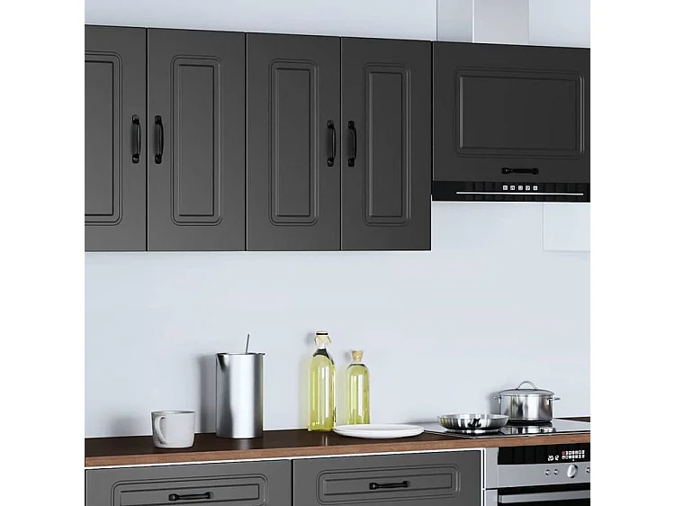 Armoire murale de cuisine Kalmar noir bois d'ingénierie