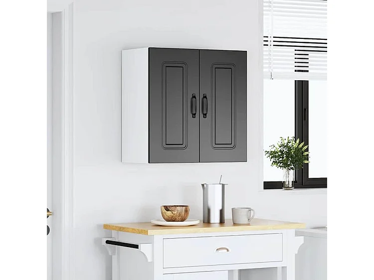 Armoire murale de cuisine Kalmar noir bois d'ingénierie