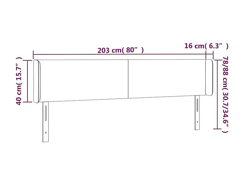 Tête de lit à LED Bleu 203x16x78-88 Tissu