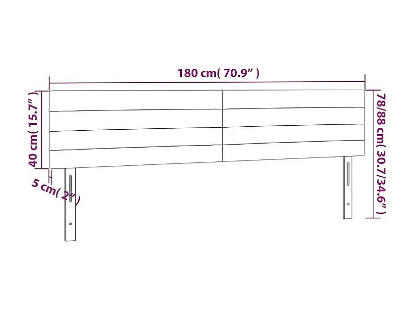Tête de lit à LED Crème 180x5x78-88 Tissu