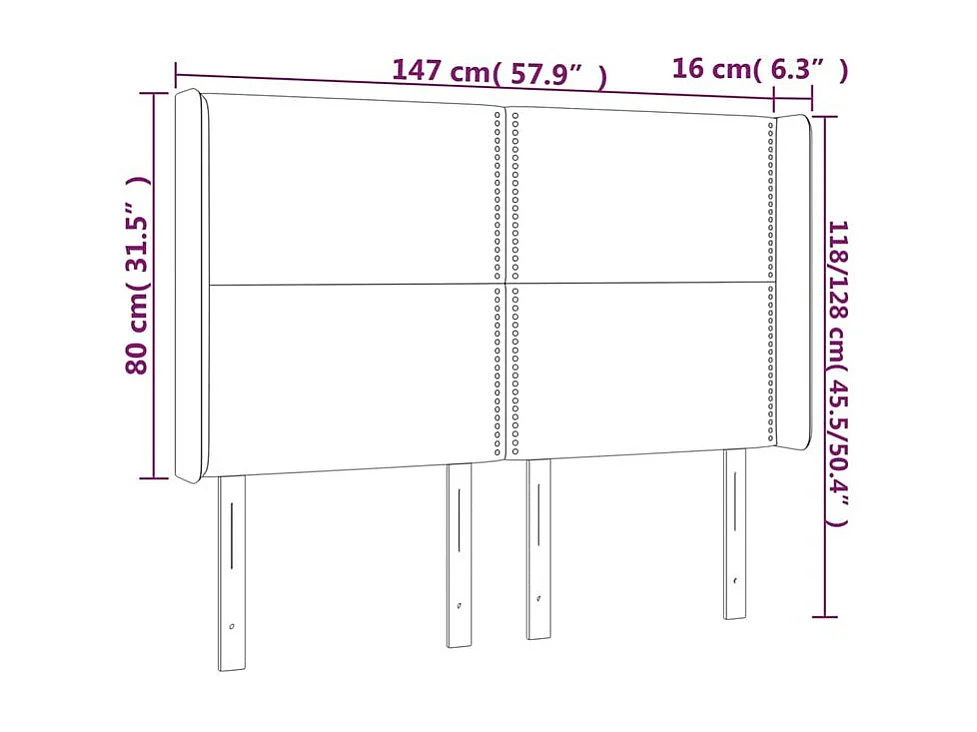 Tête de lit à LED Noir 147x16x118-128 Similicuir