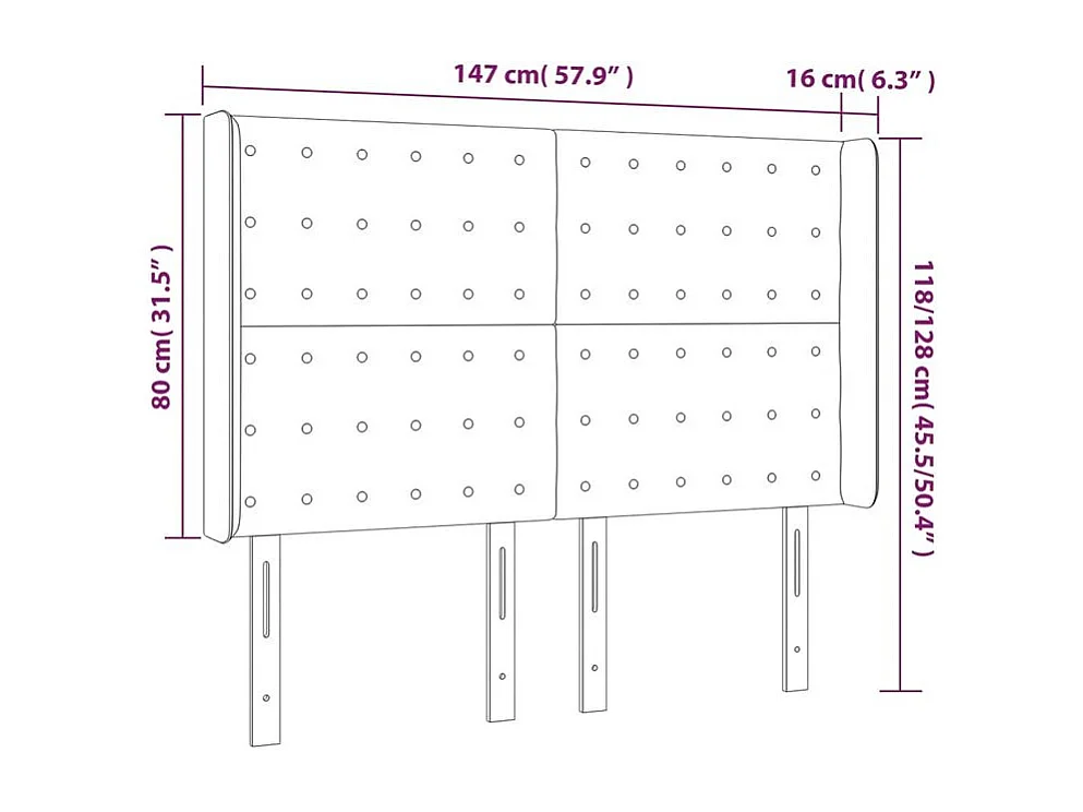 Tête de lit à LED Crème 147x16x118-128 Tissu