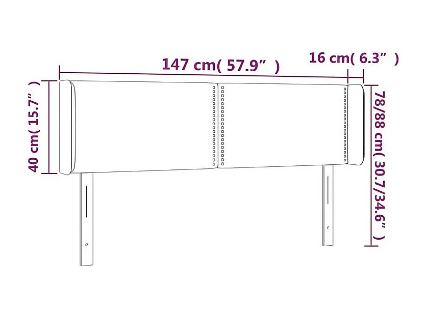 Tête de lit à LED Gris clair 147x16x78-88 Velours