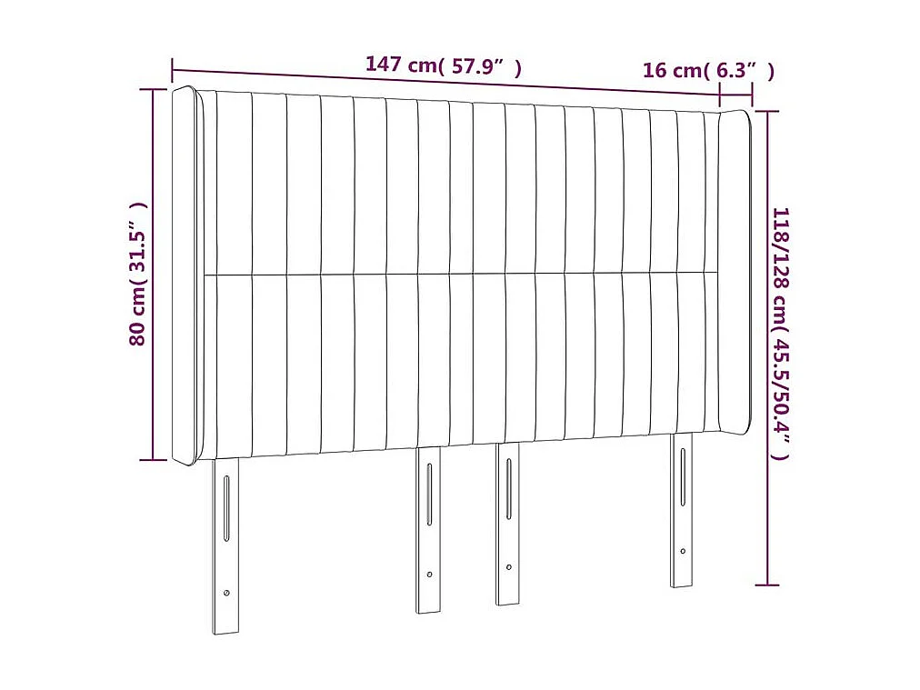 Tête de lit à LED Bleu 147x16x118-128 Tissu