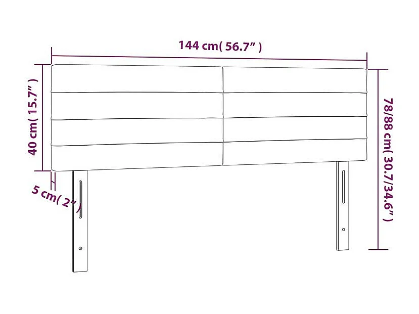 Tête de lit à LED Noir 144x5x78-88 Velours