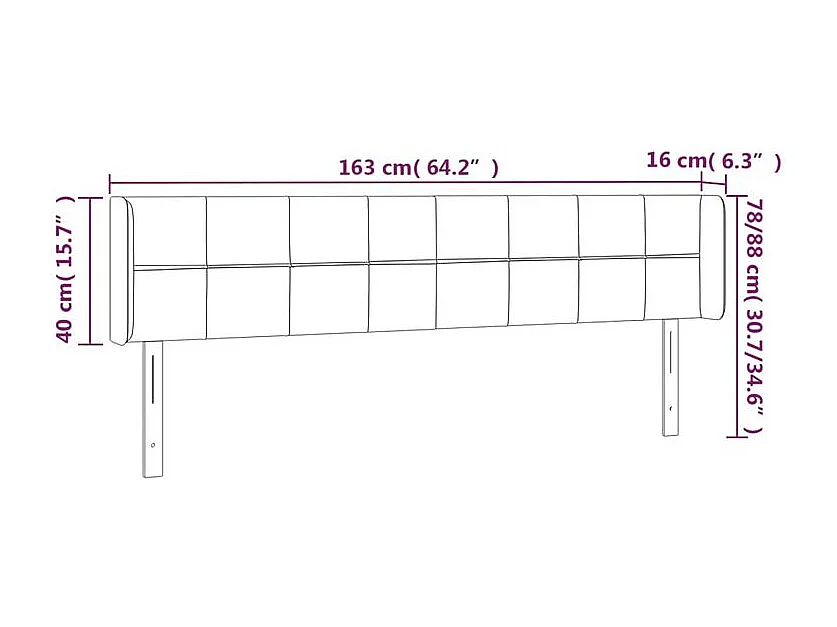 Tête de lit à LED Gris clair 163x16x78-88 Velours