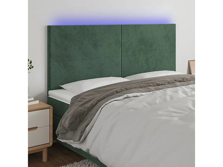 Tête de lit à LED Vert foncé 160x5x118-128 Velours