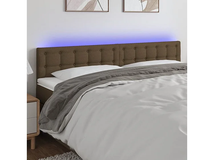 Tête de lit à LED Marron Foncé 160x5x78-88 Tissu