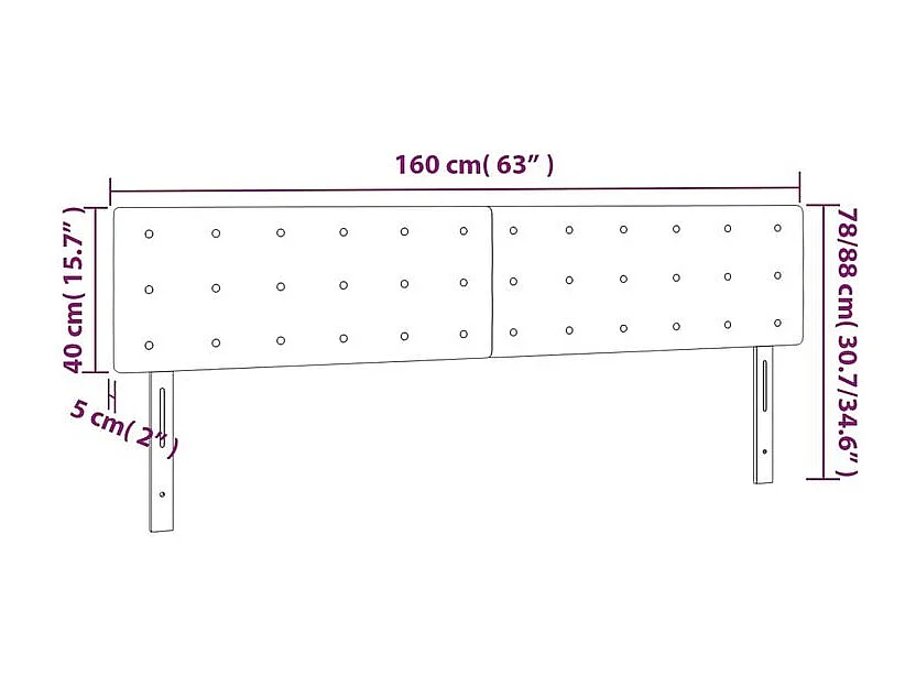 Tête de lit à LED Marron Foncé 160x5x78-88 Tissu