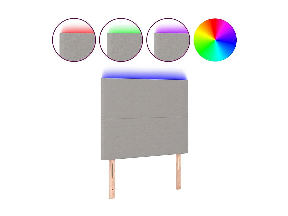 Tête de lit à LED Gris clair 90x5x118-128 Tissu