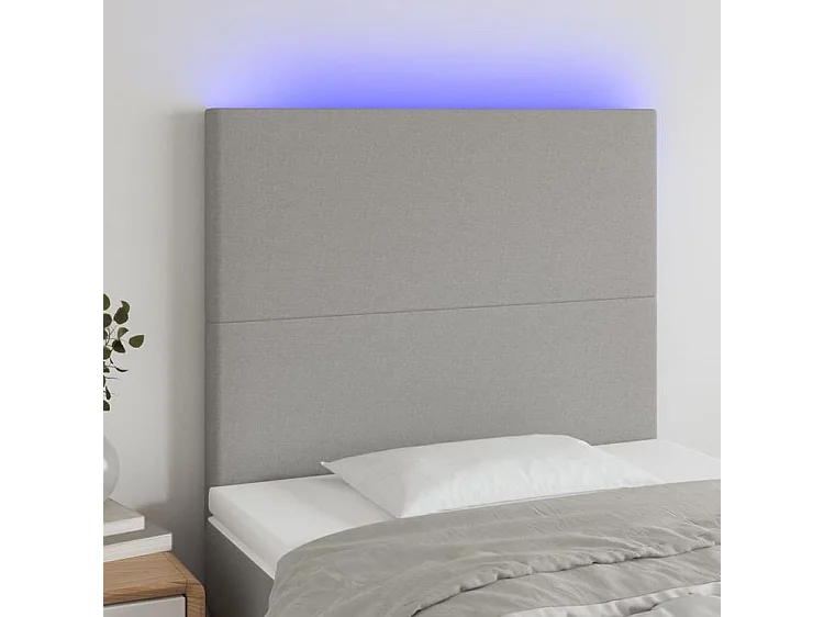 Tête de lit à LED Gris clair 90x5x118-128 Tissu