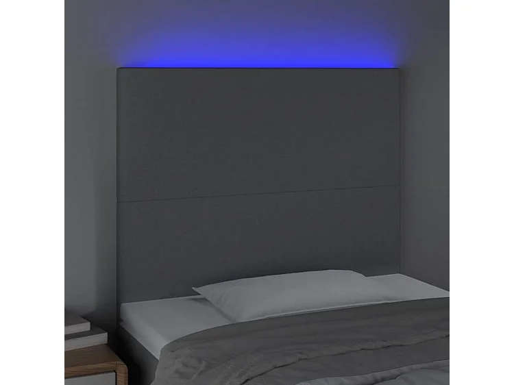 Tête de lit à LED Gris clair 90x5x118-128 Tissu