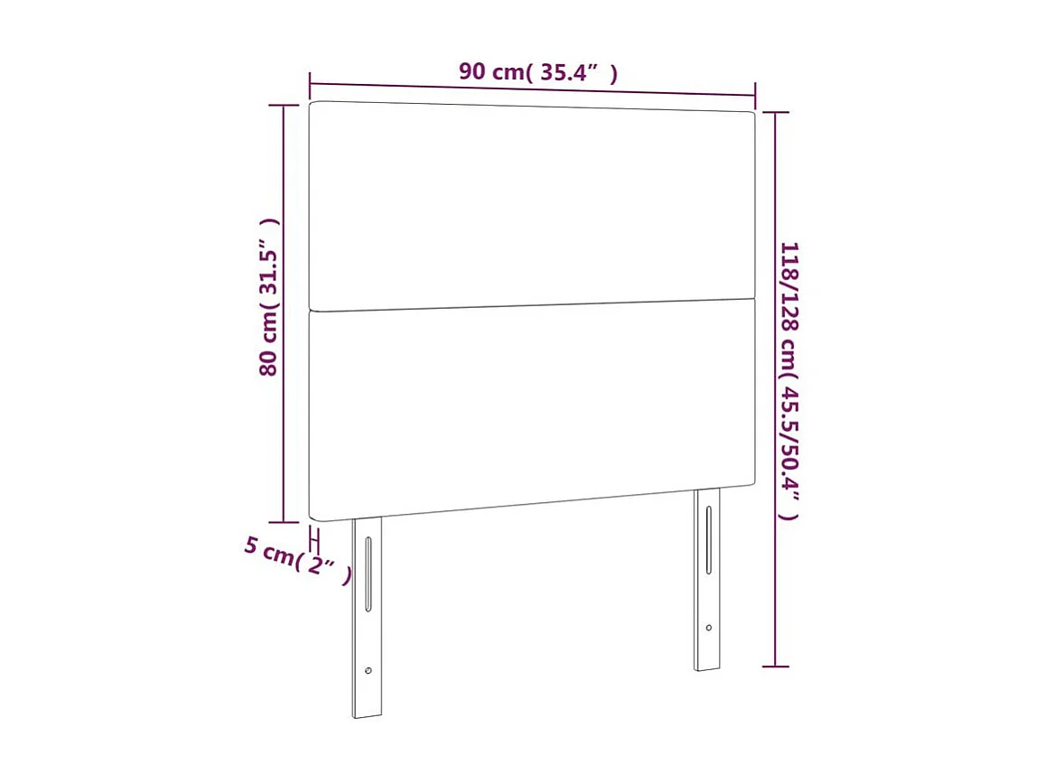 Tête de lit à LED Gris clair 90x5x118-128 Tissu