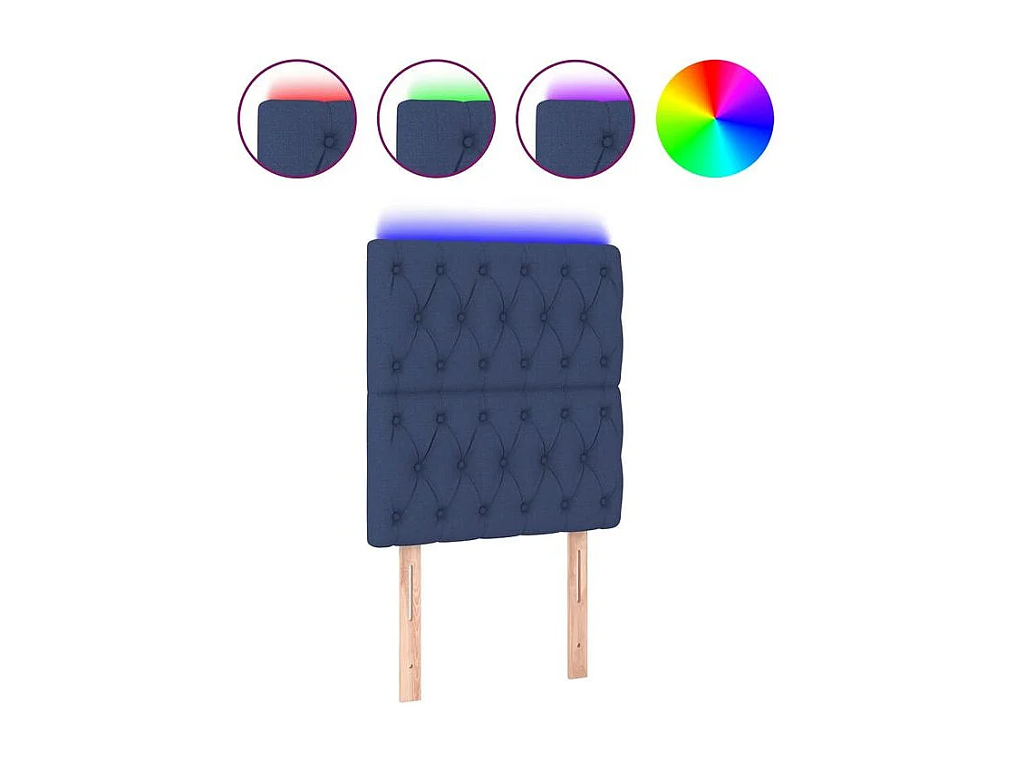 Tête de lit à LED Bleu 80x7x118-128 Tissu