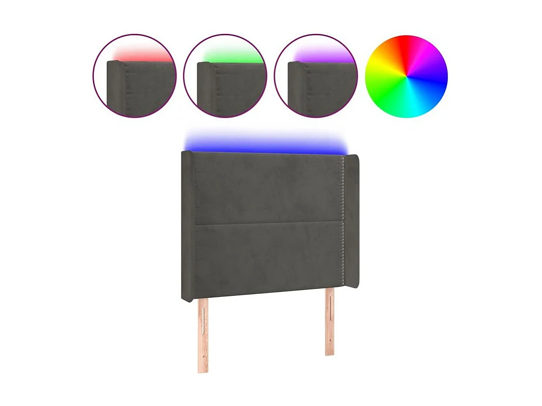 Tête de lit à LED Gris foncé 83x16x118-128 Velours